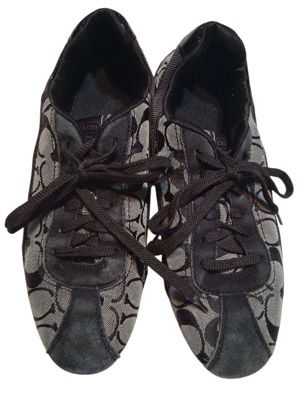 Coach Hilary Black Signature Monogram Jacquard Suede Sneakers Women's Size 10M